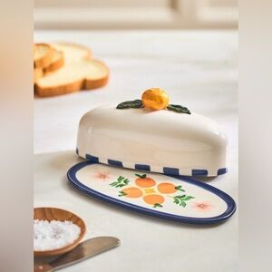 NEW Anthropologie Valencia Citrus Stoneware Butter Dish